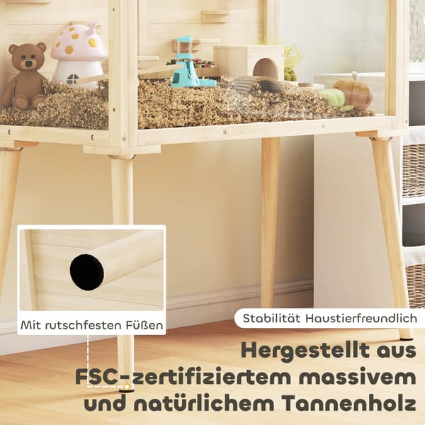 Hamsterbur med tilbehør, 110x52x101 cm, træ/plast