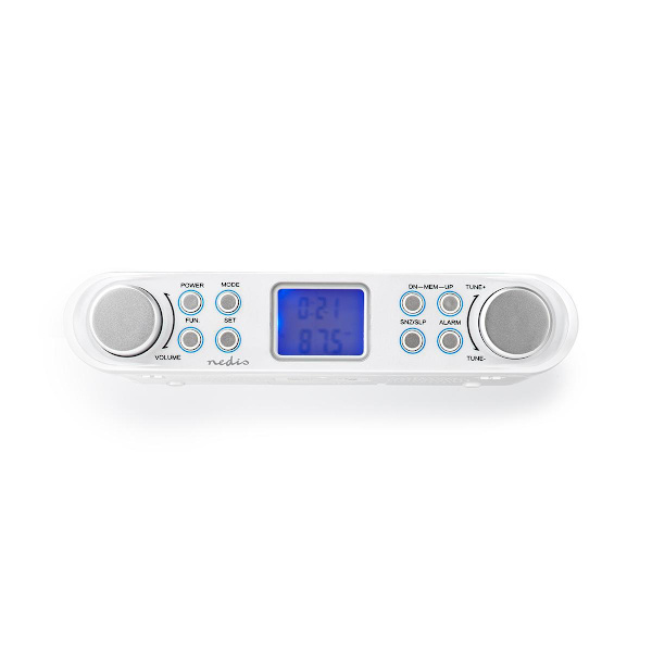 Kitchen Radio | Skåpdesign | FM | Strömadapter | Digital | 1.5 W | 2 " | Svart Blå Skärm | Väckarklocka | Silver / Vit