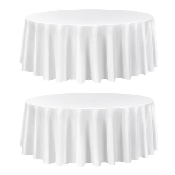 Runda polyesterdukar, 120 tum, 2-pack, vita