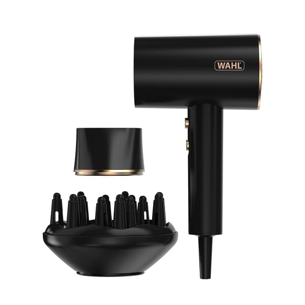 Wahl Ionic Flow hårtørrer 2100 W med Cool Shot, sort, diffuser, koncentrator