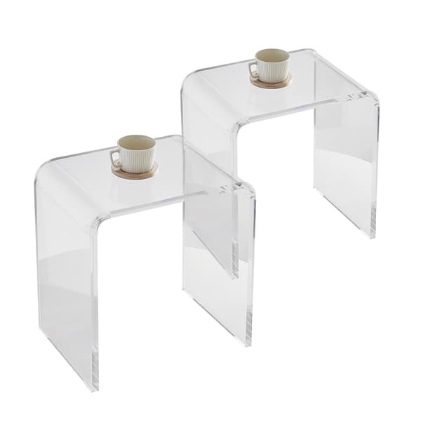 Sidobord i klar akryl, C-formade, set med 2-pack, 18 mm