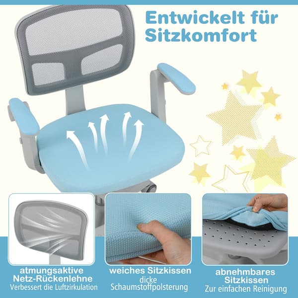 Barnstol, justerbar höjd 41-52 cm, blå