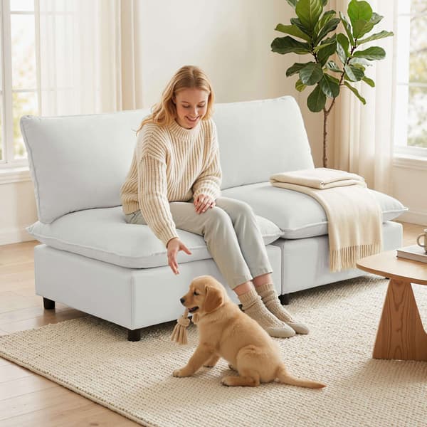 2-personers modulsofa, 146 cm kunstlæder, grå