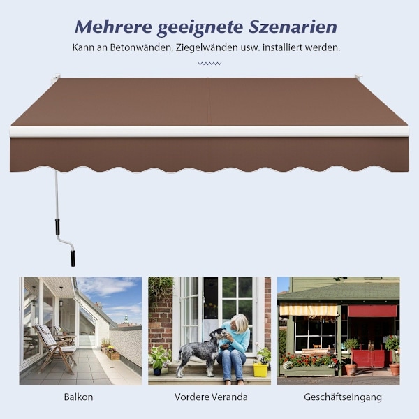 3 x 2,5 m foldearmsmarkise solmarkise altanmarkise gårdhavemarkiseklemme markise brun