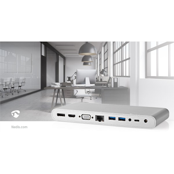 USB Docking Station | USB 3.2 Gen 1 | USB-C™ Han | DisplayPort Hun / HDMI™ Hun / RJ45 Hun / VGA Hun / 2 x 3.5 mm Hunstik / 2x USB-C™ / 4x USB-A | 0.20