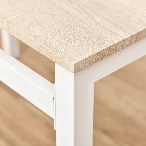 Spisegruppe 5-Delt Spisebordssæt Med Træfibre Mdf + Metal, Grå + Hvid, 1 Bord + 4 Stole