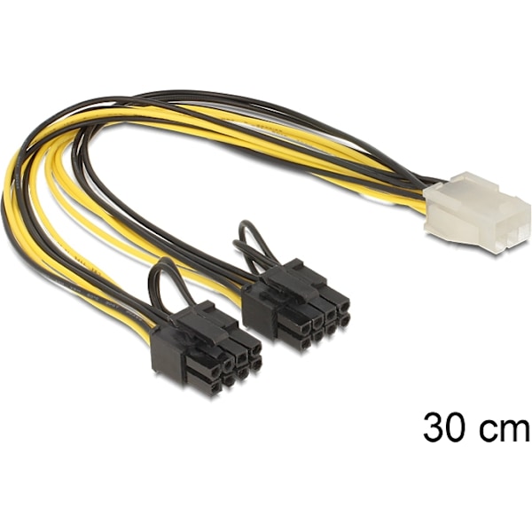 DeLock PCI-E 6-benet hun - > 2 x 8-benet han - adapterkabel, 30 cm