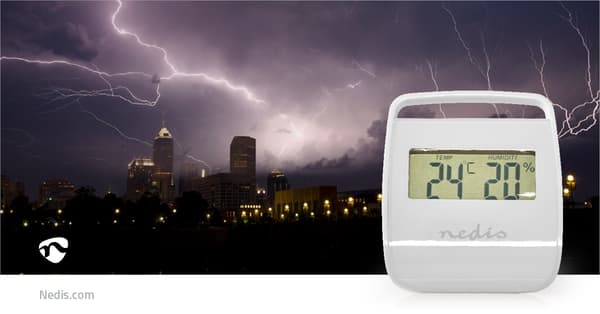 Digital termometer | Inomhus | Inomhus temperatur | Inomhus luftfuktighet | Vit