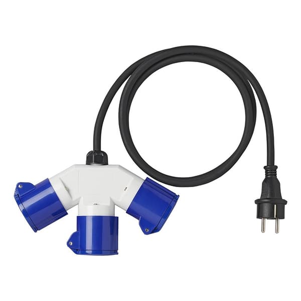 Adapterkabel 150cm 3x2,5mm² fra Schuko stik til 3xCEE
