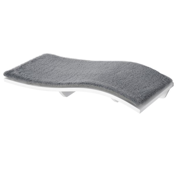 Cat Bed Wall Lounger Vægmonteret Med Plyspude, Mdf, Til Katte, Hvid + Grå, 53X28X12Cm