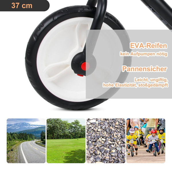 Børnecykelbalancecykel med træningshjul, pedaler, sædehøjdejusterbar, til 2-5 år, PP, sort