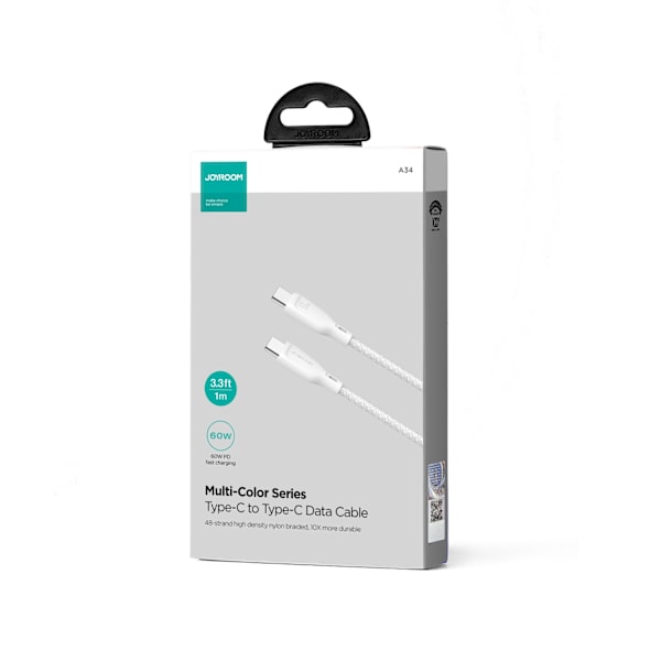 USB-C-kaapeli 60 W nopea siirto Multi-Color Series 1m valkoinen