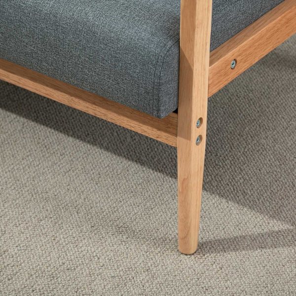 Double Sofa Verhoilu Loveseat, Kompakti Muotoilu, Kaksi Istuttava, Kangas Sohva, 2 Istuttava, Pellava & Kumipuu, Harmaa, 115X66,5X73Cm