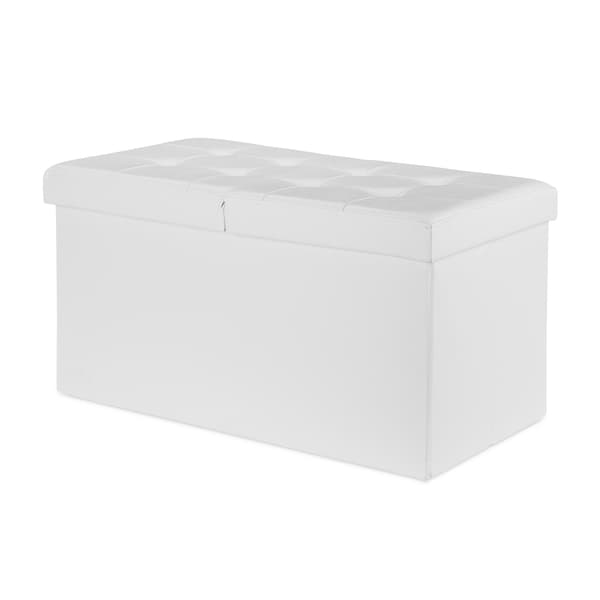 Bänk i konstläder med fällbart lock