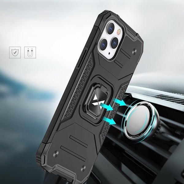 Panssaroitu suojakuori + magneettipidike iPhone 13 Pro Max Ring Armorille, hopea