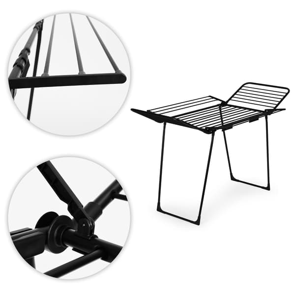 Fritstående tørrestativ, 25m, foldbar, sort