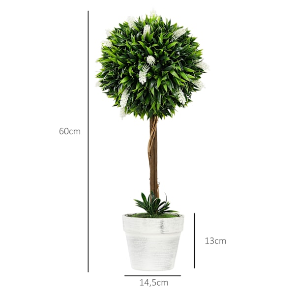 Kunstig lavendel sæt med 2 store 60 cm kunstige planter, kunstige planter i potte, kunstige plastik blomst som ægte til stuen soveværelse kontorhave m