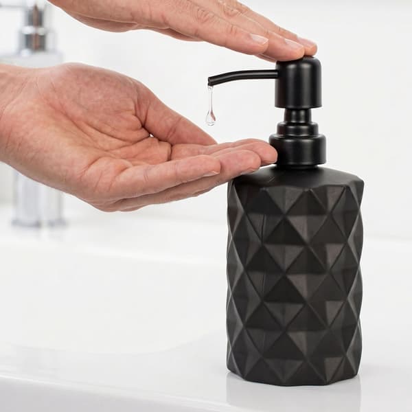 Sæbedispensere i glas, 2-pakning 350 ml, sort rustfri pumpe