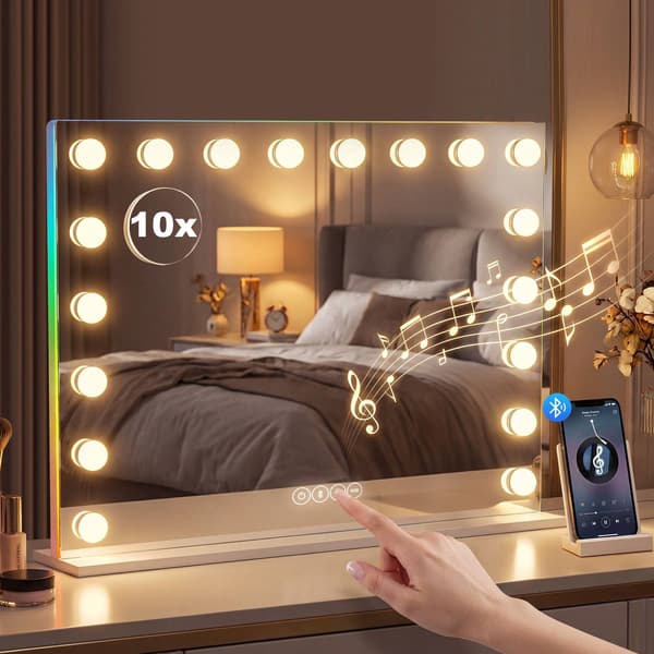 LED-sminkspegel med Bluetooth, RGB, 10x förstoring