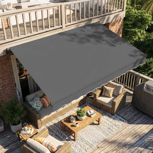 Udtrækkelig markise, 10m², mørkegrå, manuel håndsving
