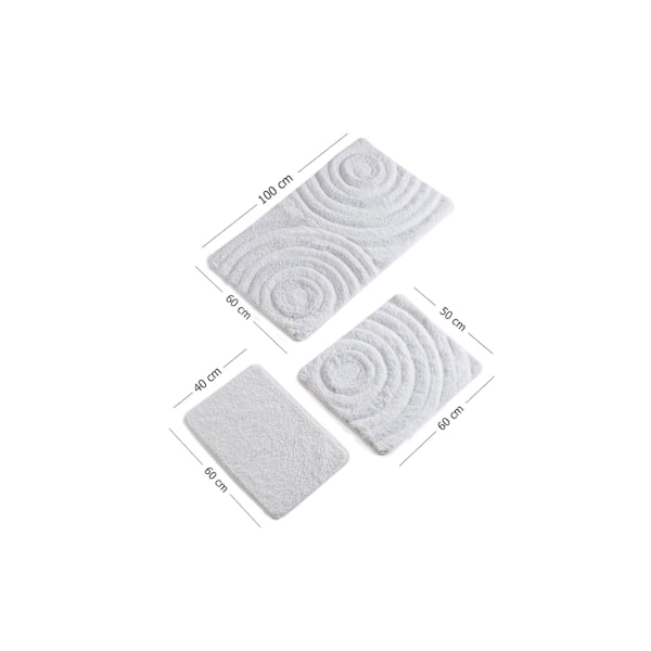 Akryl Badmatta Set (3 delar) Wave - Vit