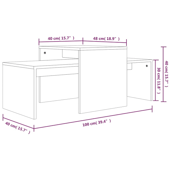 Soffbord brun ek 100x48x40 cm konstruerat trä