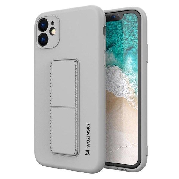Silikone etui med stativ til iPhone 12 Pro Max Kickstand Cover, grå