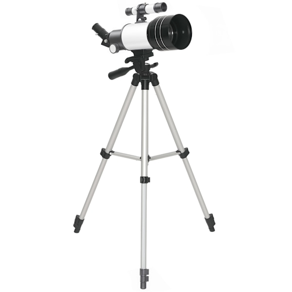 Teleskop med 70 mm lins, justerbart stativ, silver