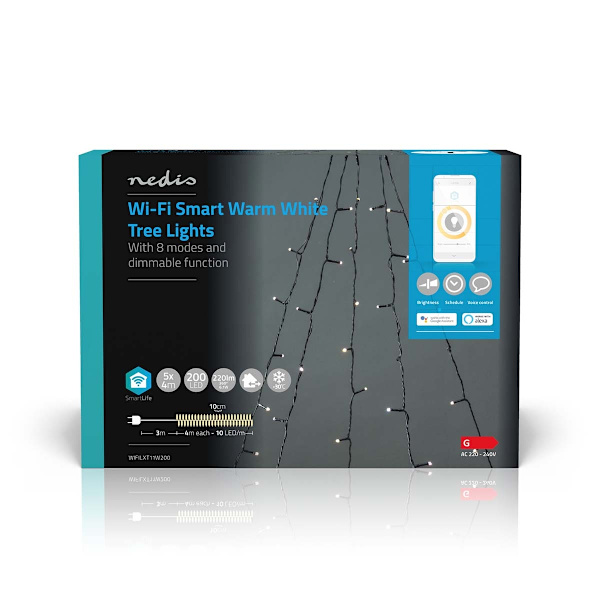 SmartLife Jouluvalot | Puu | Wi-Fi | Lämmin Valkoinen | 200 LED's | 20.0 m | 5 x 4 m | Android™ / IOS