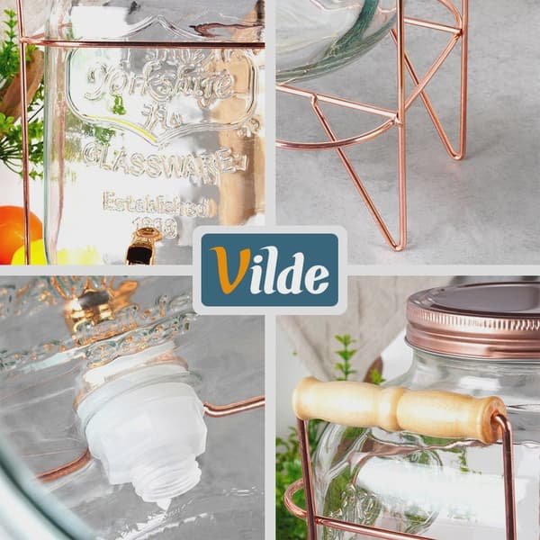 Drikkevaredispenser med hane og stativ, 8L glas