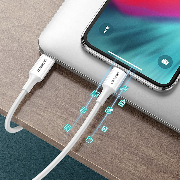 Kabel för iPhone MFi USB-C - Lightning 20W 3A 1m vit