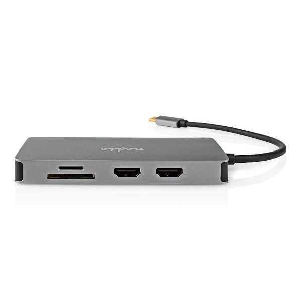USB N Moniporttisovitin | USB 3.2 Gen 1 | USB-C™ Uros | Micro SD / RJ45 Naaras / SD / USB-C™ Naaras / 2x HDMI™ / 2x USB-A Naaras | 5 Gbps | 0.20 m | P