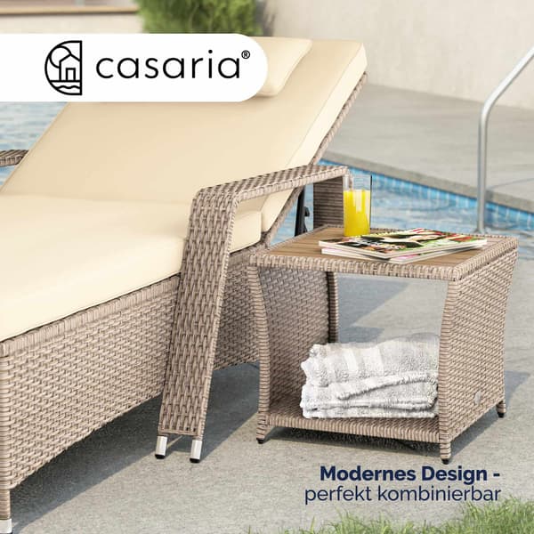 Polyrattan sidebord cremefarvet 45x45x40cm