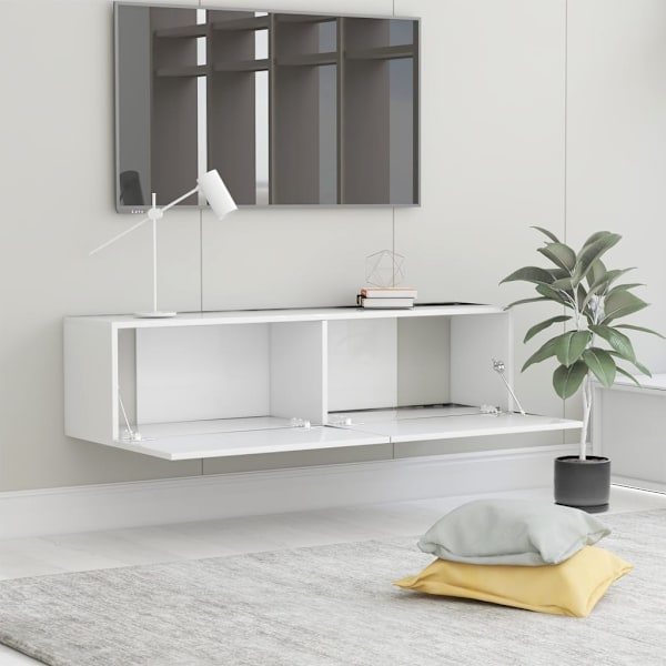 Mobile TV bianco 120x30x30 cm in derivati ​​del legno