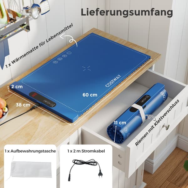 Elektrisk madvarmemåtte, silikone, 6 temperaturindstillinger