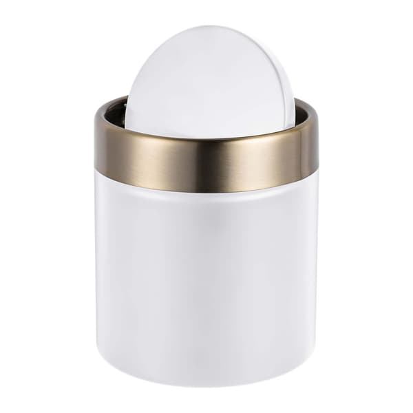 Mini bordsavfallsbehållare, 1,5 l, vitt metalllock