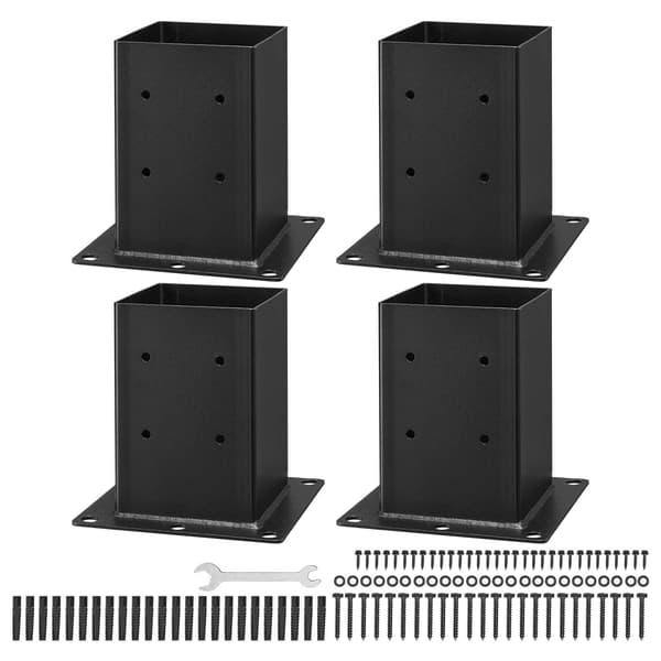 6x6 stolpfästen, 4-pack kolstål, svarta
