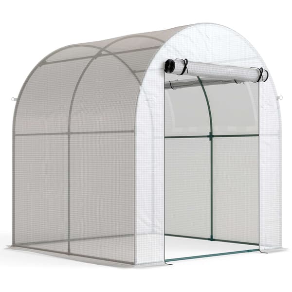 Bärbart växthus med stålram, plastöverdrag, 1,8x1,8m