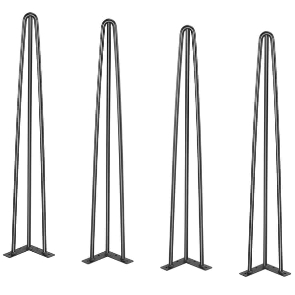 Hårnålsben, 28 tum, 4-pack, 3-stångs stål, svart