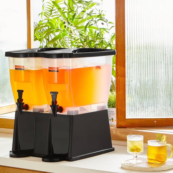 Dobbelt drikkevaredispenser, 2 x 3 gallon, stativhaner
