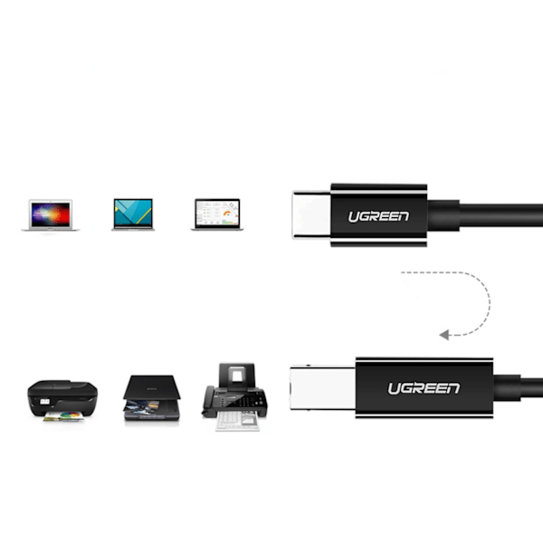 Printerkabel USB-C - USB-B 480Mb/s 2m sort