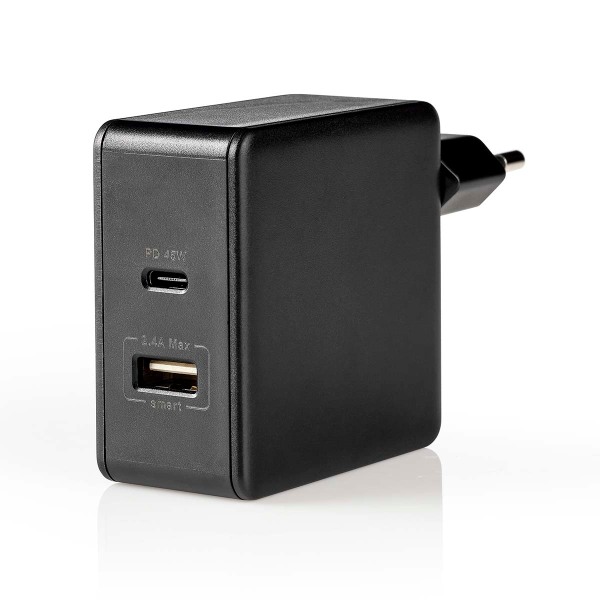 Väggladdare | 57 W | Snabbladdnings funktion | 2.25 A / 2.4 / 3.0 A | Antal utgångar: 2 | USB-A / USB-C™ | Utan kabel | Automatiskt val av Spänning