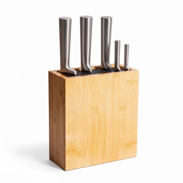 Bambu knivblock med flexibel borstinsats