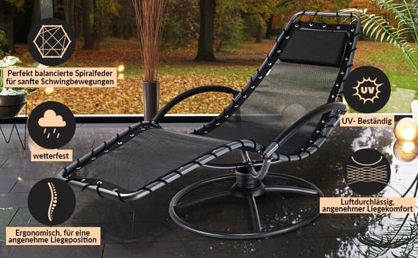Liggestol med gyngefunktion, ergonomisk, antracit