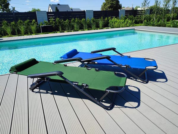Strandstol – Blå, Stålstel, Oxfordstof