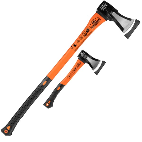 Yxa och yxa, kolstål, ergonomiskt grepp