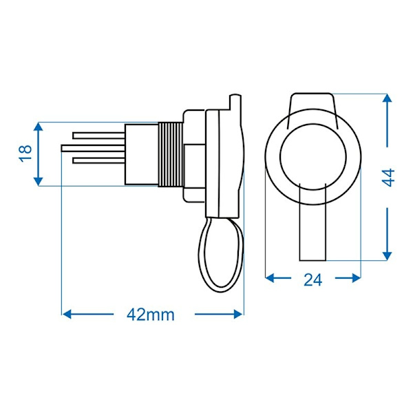 Uppoasennuspistoke DIN 12V/24V-16A läpipainopakkauksessa