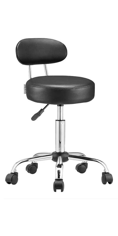 Drejestol, justerbar højde, sort kunstlæder