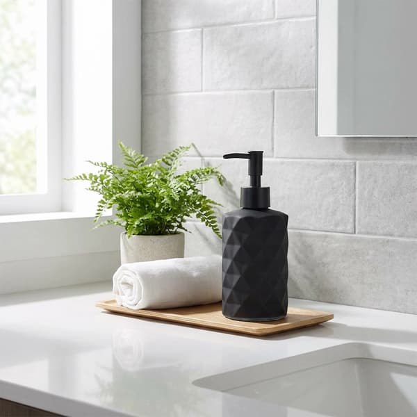 Tvålpump i glas, svart, 330 ml kapacitet
