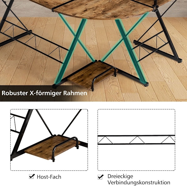 Hjørneskrivebord L-formet computerbord lavet af træ 147 x 112 x 79 cm brun